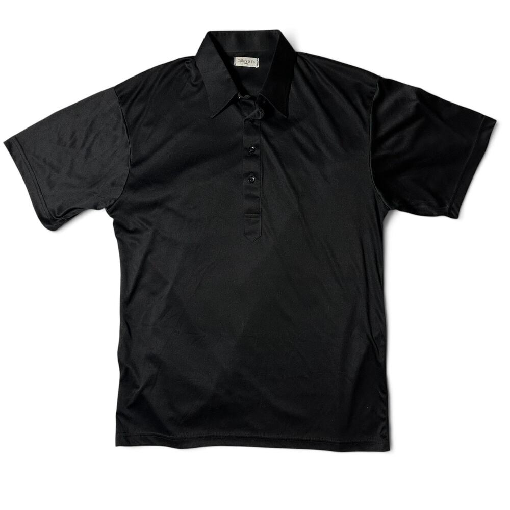 Collars & Co Dress Collar Polo Shirt Mens Size L Black Lightweight